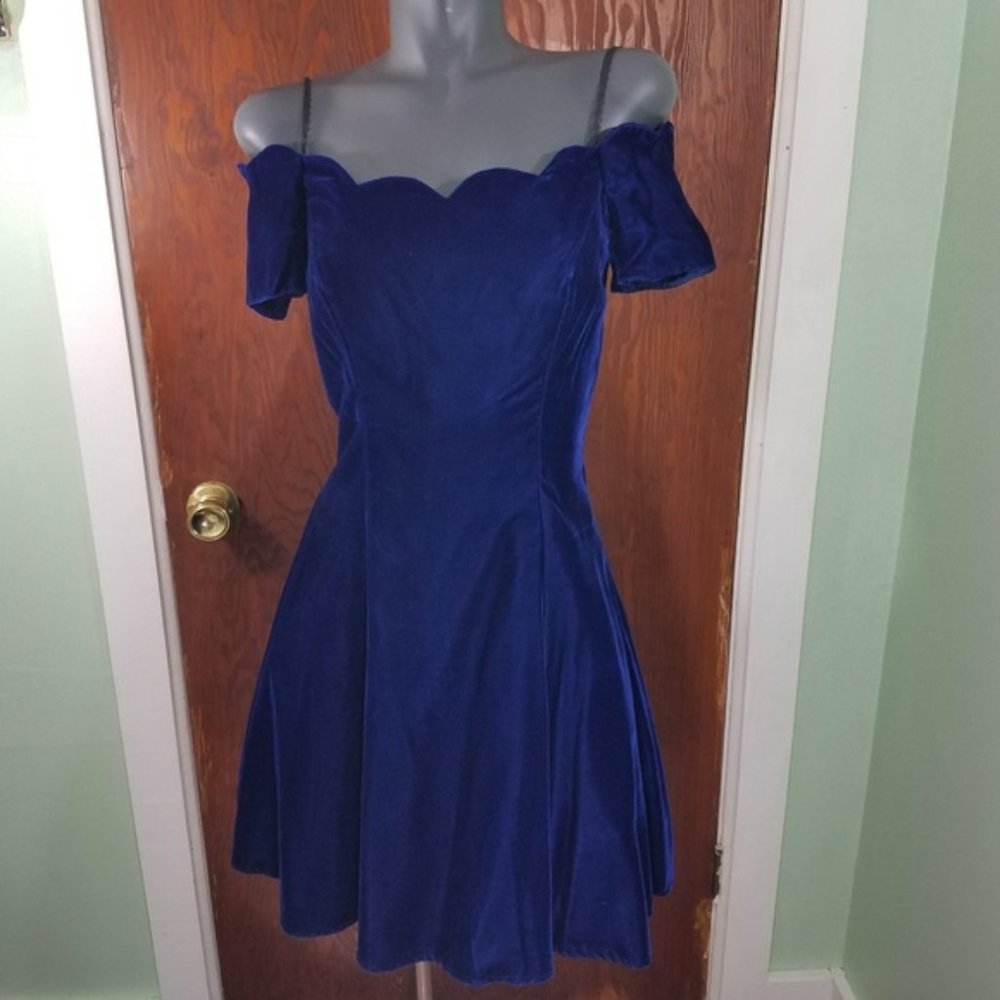 Vintage Roberta Velvet Off-Shoulder Dress, Size 4